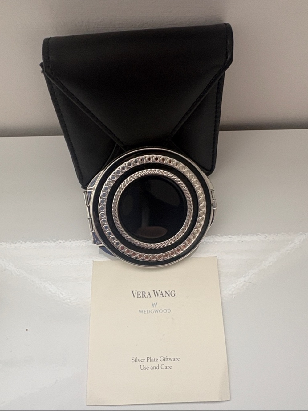 Vera Wang Black Compact Mirror with Silver Detailing